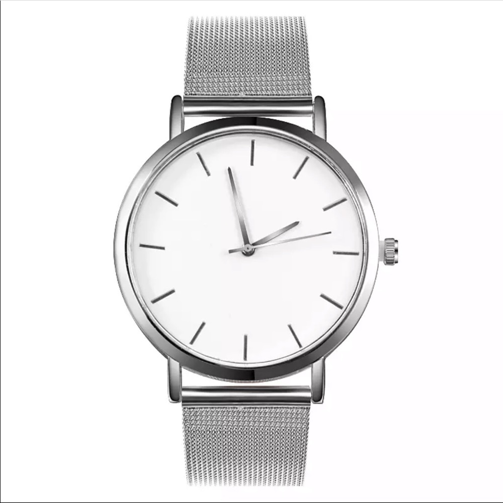 Silver & White Minimalist Watch